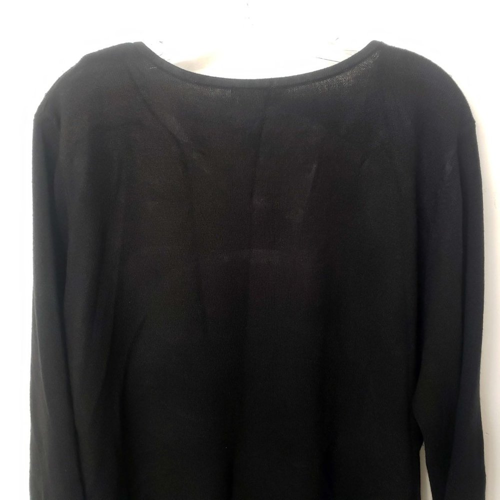 Designer Originals Women's Black Knit Scoop Neck Faux Diamond Top Sweater - Picture 7 of 11